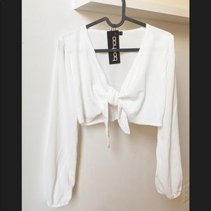 Cropped tied blouse, never worn!